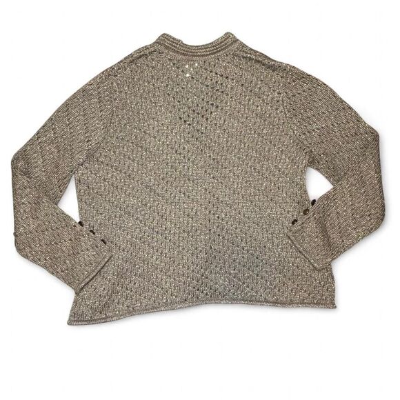 Chico’s Women’s Bronze Metallic Crochet Cardigan Blazer Sweater Size 3 (XL) Butt - Picture 4 of 5